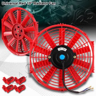 10 Red 12V Thin Electric Reversible Radiator Cooling Fan  1550 CFM 