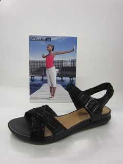 LADIES CLARKS SANDALS ACTIVE AIR ROOF DANCE BLACK LEATHER FITTING D