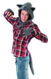 Adult Mens Werewolf Hood Scary Halloween Costume Kit
