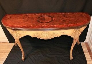 Antique French Flip Top Chic Satinwood Inlaid Shabby Console Dining 
