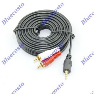 5mm Stereo Audio Male to 2 RCA Male Cable Adapter for Speaker 