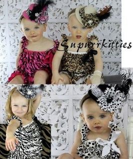 Animal/Zebra/Leopard/Polka Dot Print Satin Ruffle Petti Rompers Baby 
