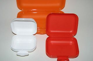 TUPPERWARE 3 pc Oyster Clamshell Hinged Packables Storage Travel 