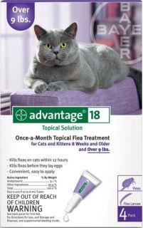Advantage 18 PURPLE for CATS 9 lbs and over 4 doses   4 month pack