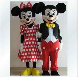 MICKEY AND MINNIE MOUSE MASCOT COSTUME ADULT SIZE 2 PCS CARTOON SUITS