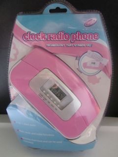 CLOCK RADIO PHONE Girl Gear 2 in 1 Alarm Clock / Radio / Phone Pink Or 