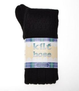 New BLACK KILT HOSE Wool & Lycra Mens Size 6½ 9
