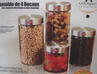 NEW GOURMET TRADITIONS 8pc AIR TIGHT GLASS CANISTER SET