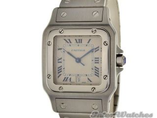 Cartier Santos Gablee Large Model Ladies Watch Stainless Steel White 