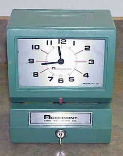 ACROPRINT 150NR4 Automatic Work Punch Time Clock w/key Nice Working 