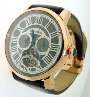   Mens Cartier Rotonde Tourbillon 3274 Chronograph 18K Gold Watch