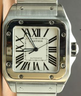 Cartier Santos 100 Stainless Steel Automatic Mens Watch, Large Model