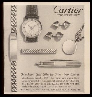 1951 Cartier Swiss watch & mens jewelry photo vintage print ad