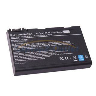 5200mAh Battery for Acer Aspire BATBL50L6 3100 3690 5610 5100 Black