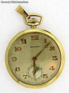 Antique Art Deco Tavannes Watch Co 21 Jewels 14k Gold Pocket Watch