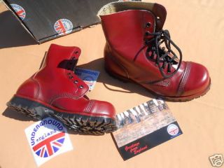 NEW UNDERGROUND SHOES CHERRY RED 8 EYE STEEL BOOTS UK4