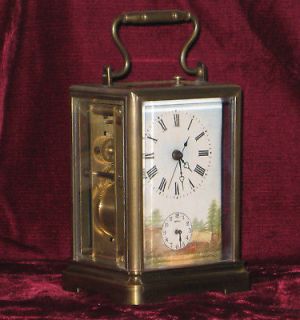 VINT Face Painted Brass CARRIAGE CLOCK~Alarm & Repeater