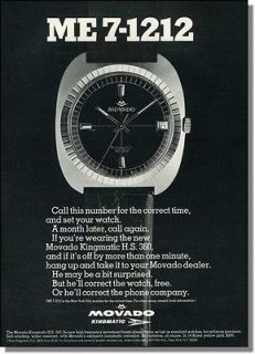 1968 Movado Kingmatic HS360 wrist watch print ad