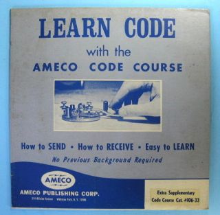 AMECO MORSE CODE COURSE ON PHONOGRAPH RECORD WITH BOOKLET 1960 70s