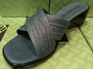 New DAMIANIS by Italian Shoemakers 168 DENIM BLUE Slide Sandal Made 