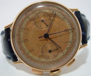 Rare Vintage 18K Pink Gold Longines Fly Back Chronograph Men Watch 