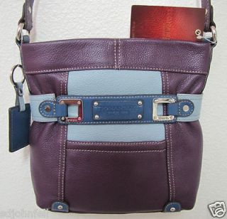 Tignanello Ziptop Crossbody Pebble Leather Purple NWT