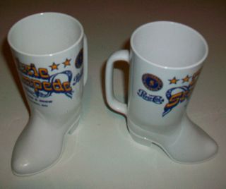 Lot of 2 Plastic Cowboy Boot Mug Cup Pepsi Cola Dixie Stampede Branson 