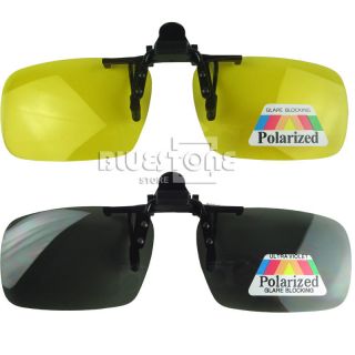 Polarized Night Vision Clip On Flip Up Driving Lens Glasses 