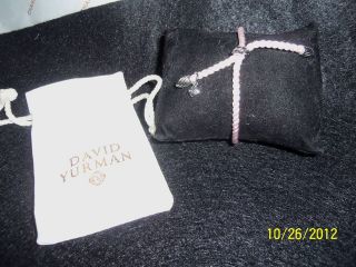 David Yurman Pink Silk Cord Bracelet with Sterling Silver , pouch 