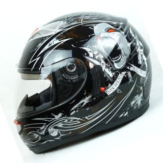 NEW Motorcycle Dual Visor/Lens Full Face Helmet Soar Monster Black S M 