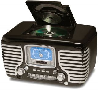 NEW Crosley CR612 Retro Clock Radio w/ CD Player  Black