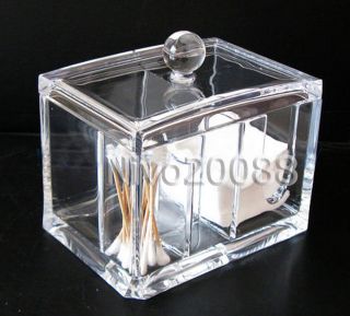  Clear Acrylic Q Tip/Cotton Pad Box Storage Cosmetic Organizer Makeup 