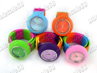   Lot Jewelry 5ps colorful rubber slap cuff children watch Bracelet