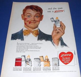 1953 Zippo Lighter Ad lights the way to masculine heart ~ 5 styles