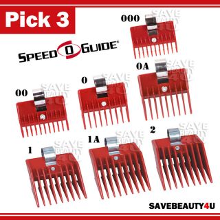 3pc SPEED O GUIDE Universal Clipper Comb Attachments 7 Diff. Sizes