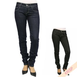 KRISP Womens Skinny Jeans Trousers Dark Washed High Waisted Stud 