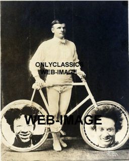 1880s BICYCLE CLOWN ACROBAT PHOTO MAN IN TIGHTS   BIKE