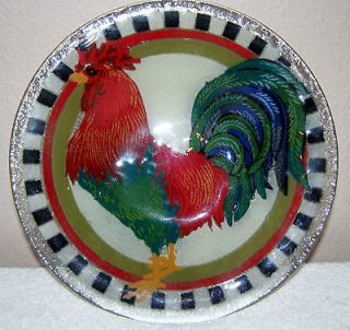 Vintage Thick Glass ROOSTER Bowl Maker Unknown (EUC)