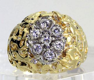   00CT 7 ROUND DIAMOND CLUSTER & 14K YELLOW GOLD DOMED NUGGET RING