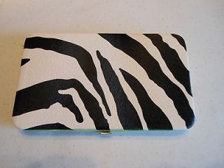 Womens Zebra Print Flat Wallet/Checkbook Holder   LIME GREEN  FREE US 