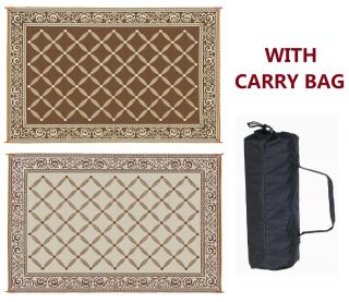 RV Patio Camping Outdoor Mat with Bag 9x12 Brown 119127