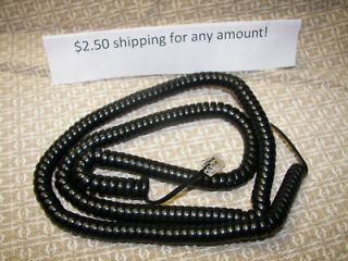 25ft 25 Black Receiver Curly Coil Handset Phone Cord Lot of 5