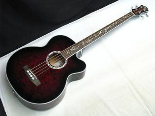   Dragonfly 4 string acoustic BASS guitar NEW Trans Black Cherry red