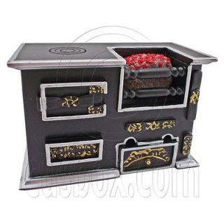 Black Vintage European Stove Coal Oven 1/12 Dolls House Dollhouse 