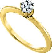   Gold Round Diamond Cluster Slender Promise Ring YG Wholesale Size 7