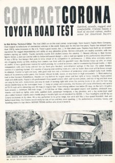 1965 Toyota Corona Original Road Test Article