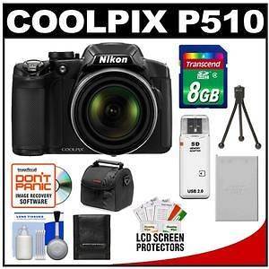 Nikon COOLPIX P510 16.1 MP CMOS Digital Camera (Black) + 8GB Accessory 