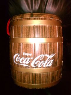  COCA COLA 17tall FAUX WOODEN man cave keg ICE COOLER BUCKET waste can