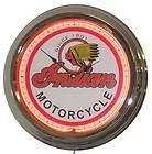 INDIAN MOTORCYCLES CLASSIC SUPER SIZE 17 INCH NEON WALL CLOCK   FREE 