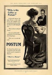 1912 Ad Postum Coffee Alternative Husband and Wife Mich   ORIGINAL 